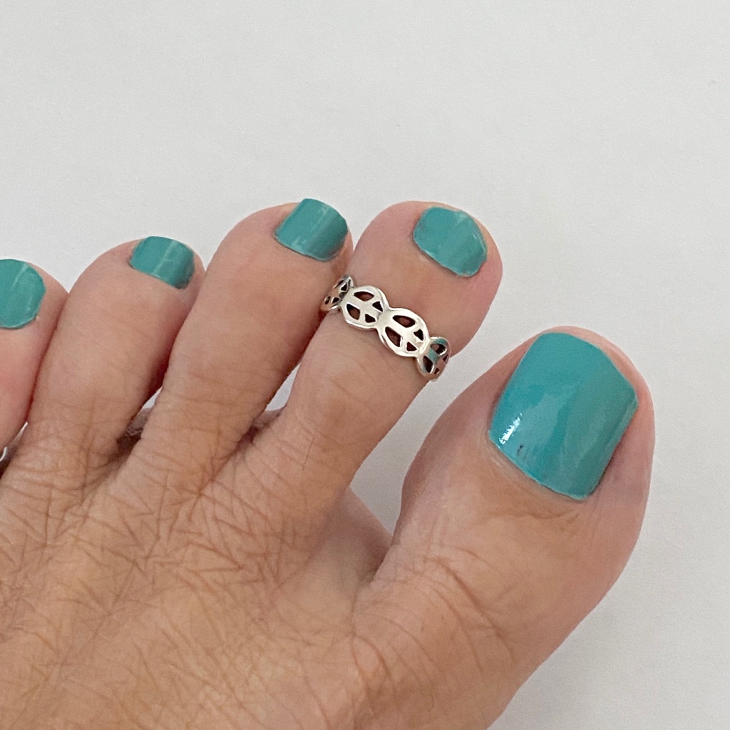 Sterling Silver 5 Peace Toe Ring Silver Rings Love Jewelry Peaceful